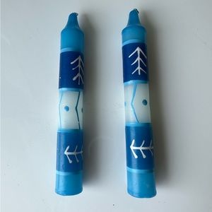 Set of 2 hand painted taper 6 in candles
